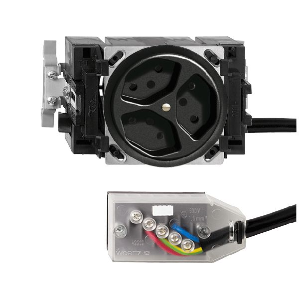 EB-Steckdose FH JK53SNFK.L3 3×T13 schwarz