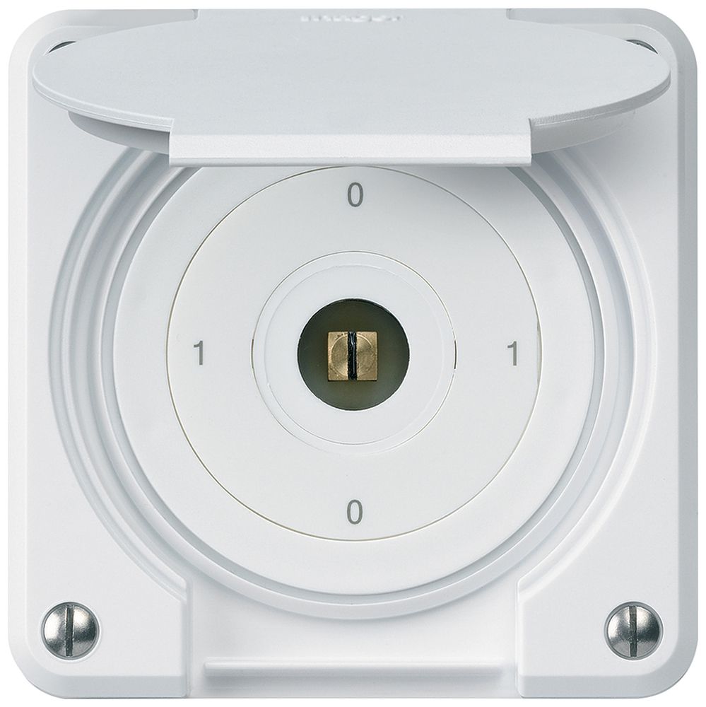 Interrupteur à clé carrée ENC robusto IP55 avec clapet S0/3P blanc combi