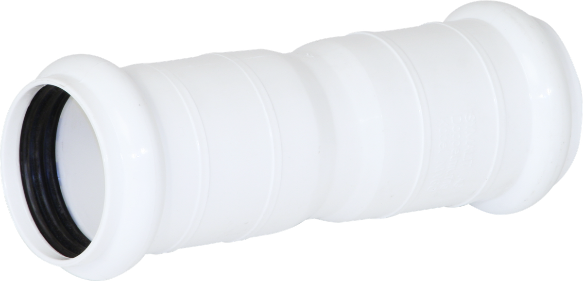 Doppelsteckmuffe PE 72/60 schwarz mit Sicke und Dichtungen KRDM