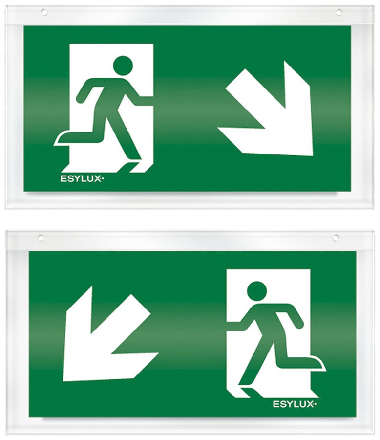 Pannello con pittogramma ESYLUX per SLX bifacciale, freccia verso il basso d/s