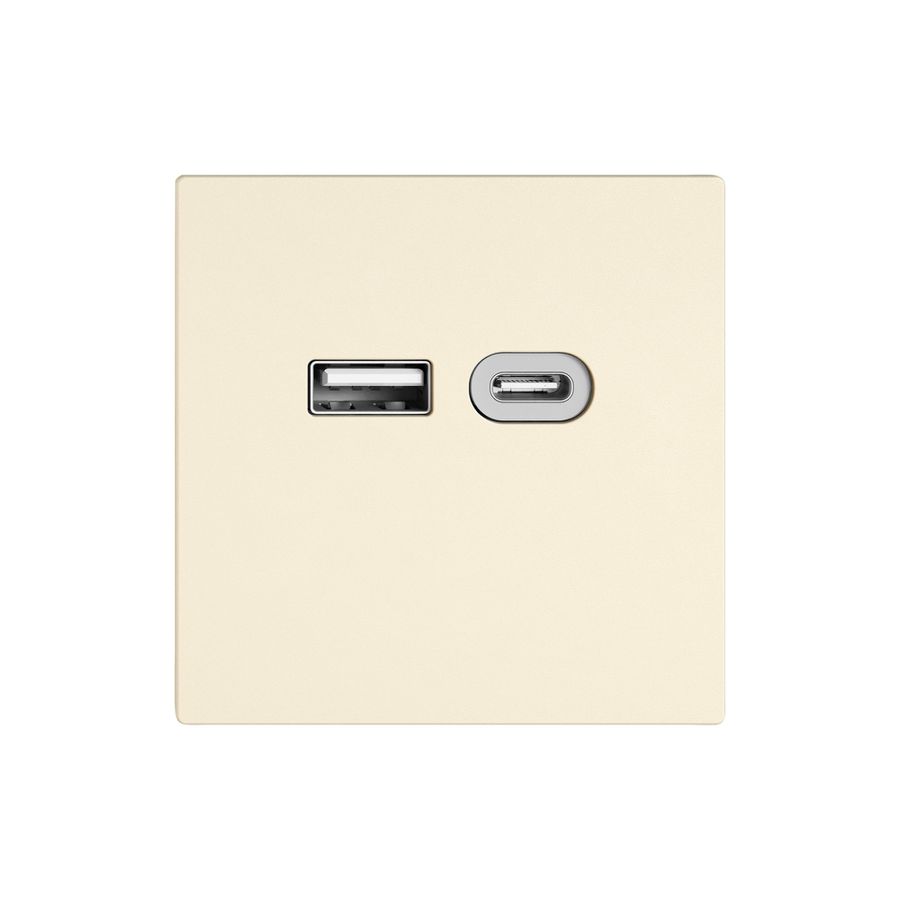 USB-Ladesteckdose EDIZIO.liv SNAPFIX® 230VAC 18W 1×USB Typ A 1×USB Typ C cr