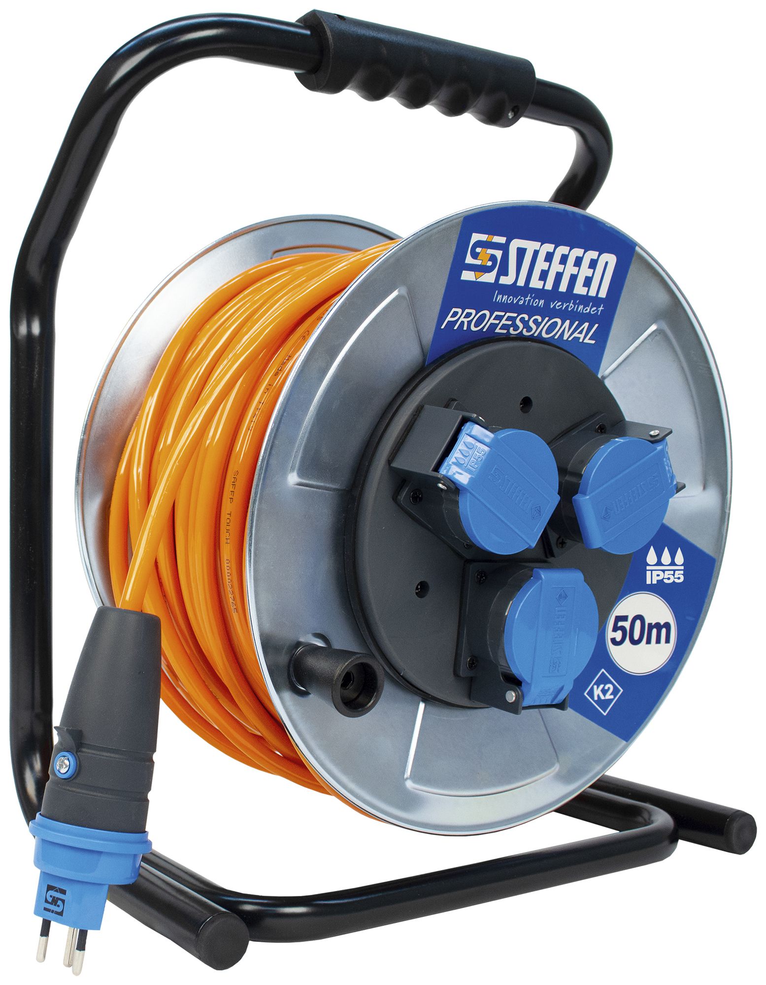 Kabelrolle Steffen Metall 3×T13 EPR-PUR 3×2.5mm² 30m