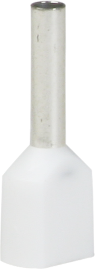 Zwillings-Aderendhülse isoliert 2×0.75mm²/8mm weiss