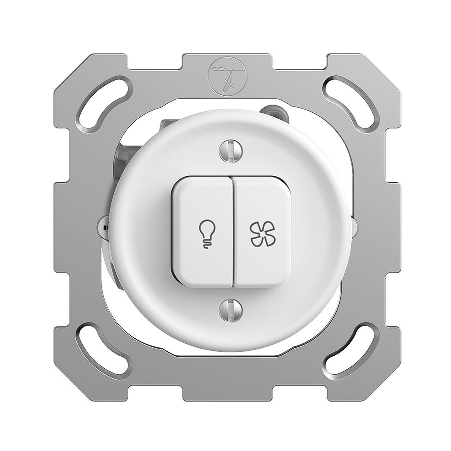 UP-Schalter für Licht+Ventilat. STANDARDdue weiss, KS, LED gelb