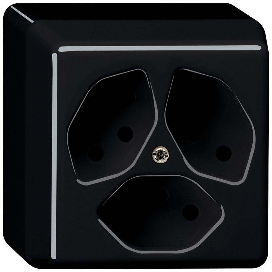 AP-Steckdose basico 3×Typ 13 schwarz
