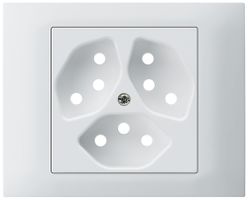 EB-Frontset Hager kallysto für Steckdose G3 3×Typ 13 Abdeckrahmen steckbar weiss
