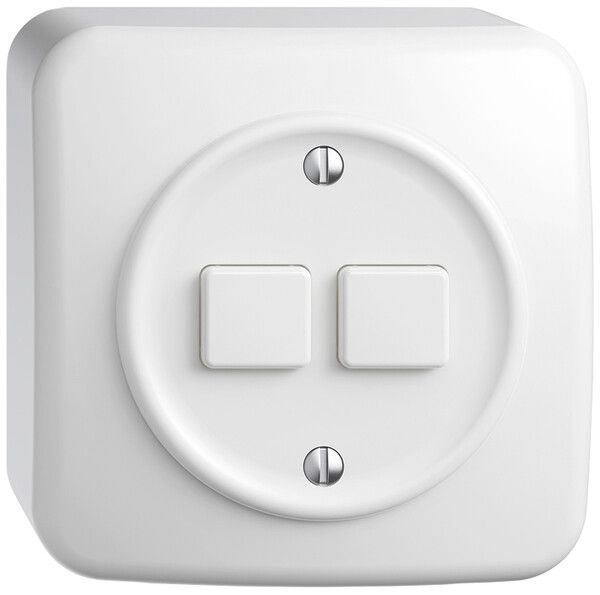 AP-Druckschalter STANDARDdue Wiser m.Nebenstelle 2T 2B weiss