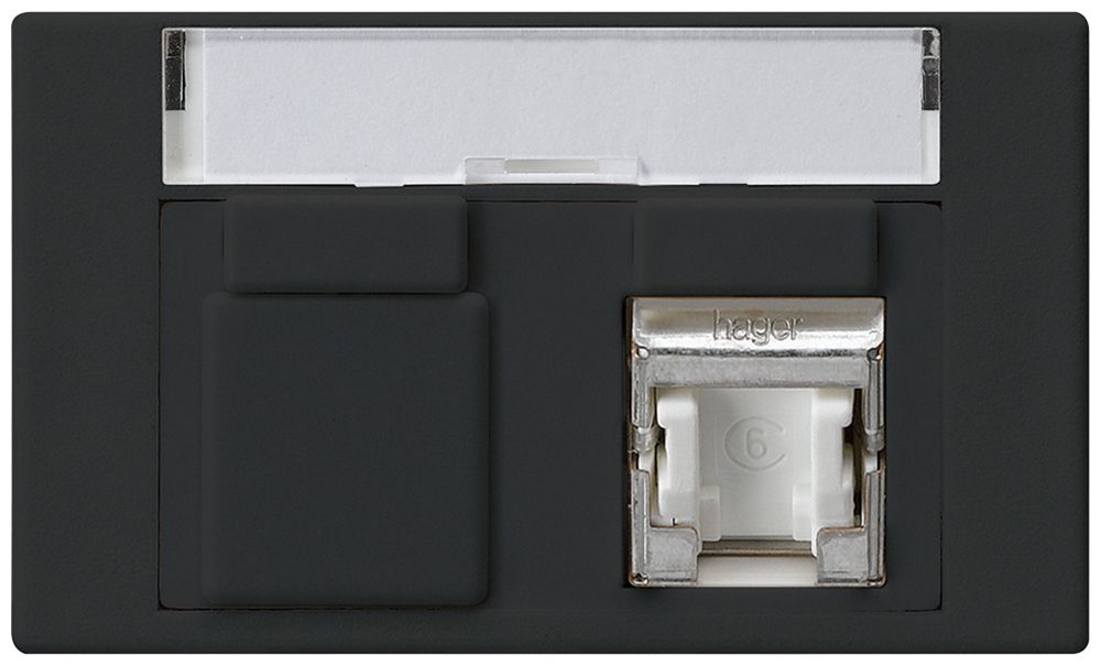 FLF-Steckdose Hager Kat.6 1RJ45/S schwarz