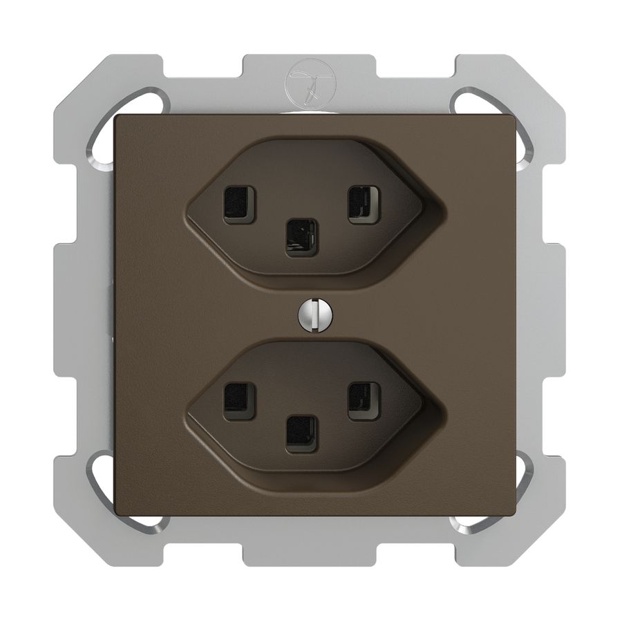 UP-Steckdose 2×T23 16A EDIZIOdue coffee, mit Steckklemmen