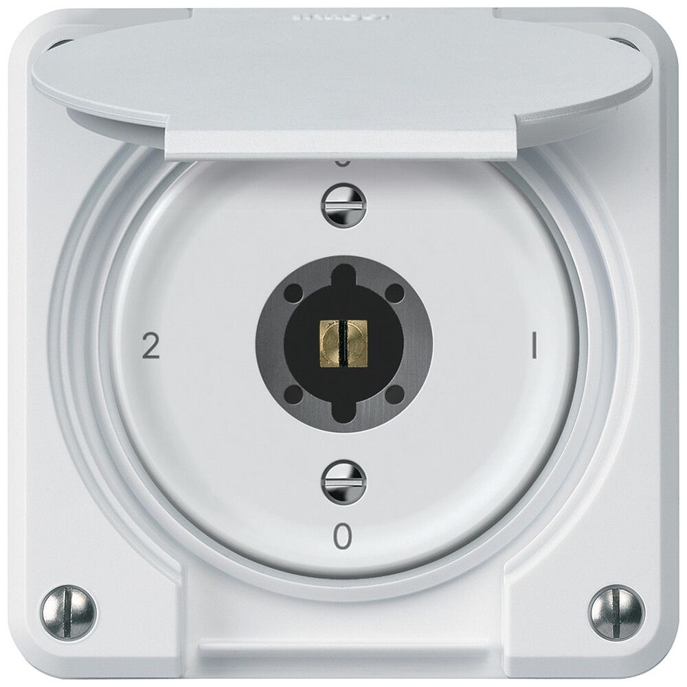Interrupteur à clé ENC robusto commutateur 16A 250V 86×86mm blanc
