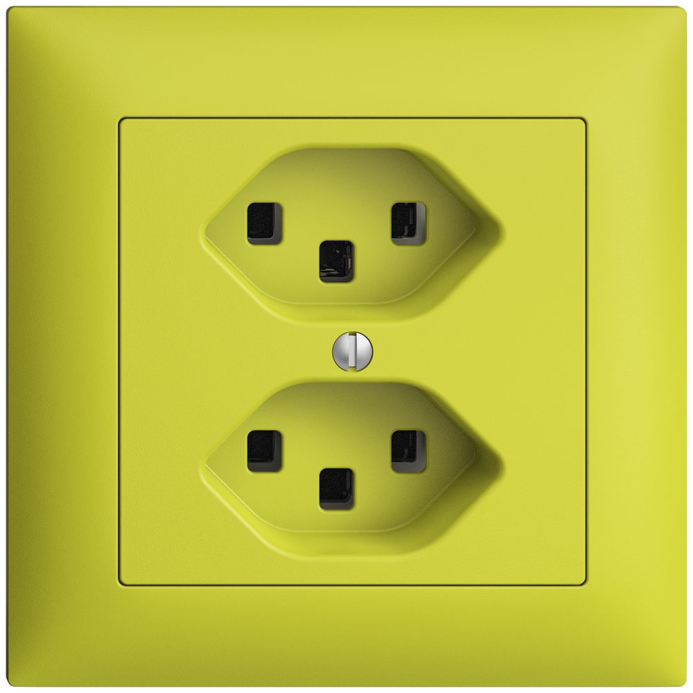 UP-Steckdose 2×T23 16A EDIZIOdue lemon, mit Steckklemmen