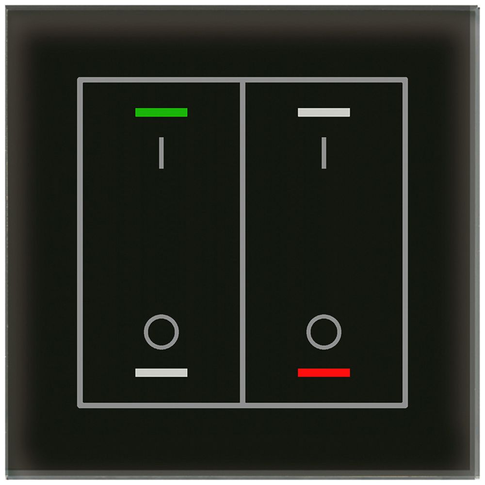 Pulsante KNX RGBW INC MDT BE-GTL2TS.B1S 2t/4a temp.vetro nero "I/O"