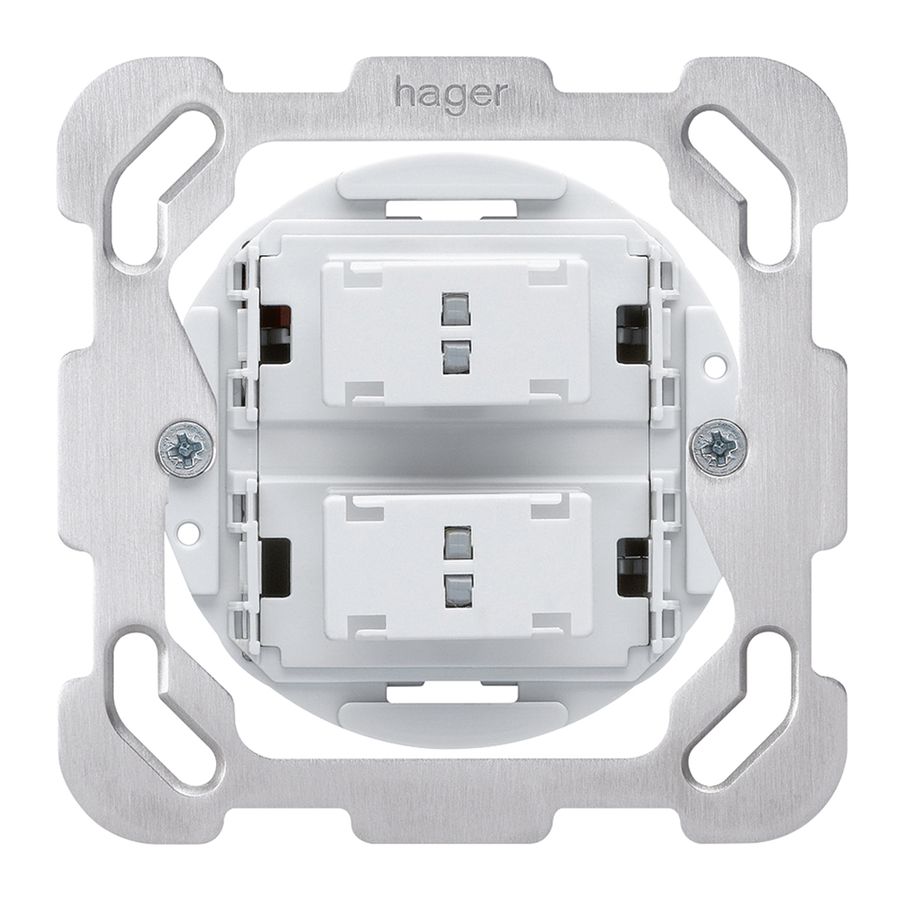 Einsatz Storentaster Hager 250V 6A mit 2 Tasten Steckklemmen Befestigungsplatte