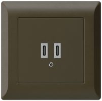 UP-USB-Ladesteckdose Hager kallysto.line C-C 20W 5V 92×92mm braun