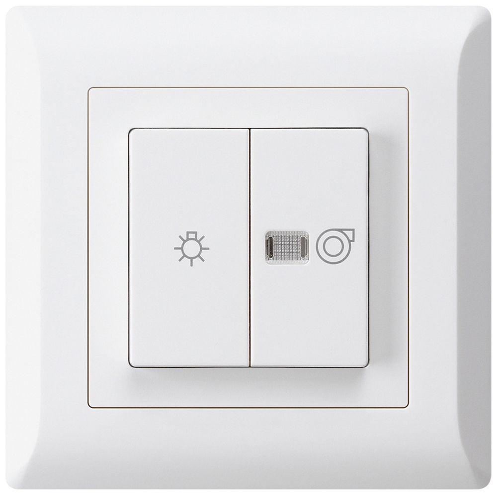 UP-Leuchtdruckschalter kallysto.line weiss 1/1L Symbolen Licht+Ventilation