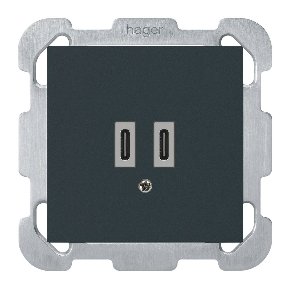 Prise de charge USB ENC Hager kallysto C-C 20W 5V 77×77mm noir