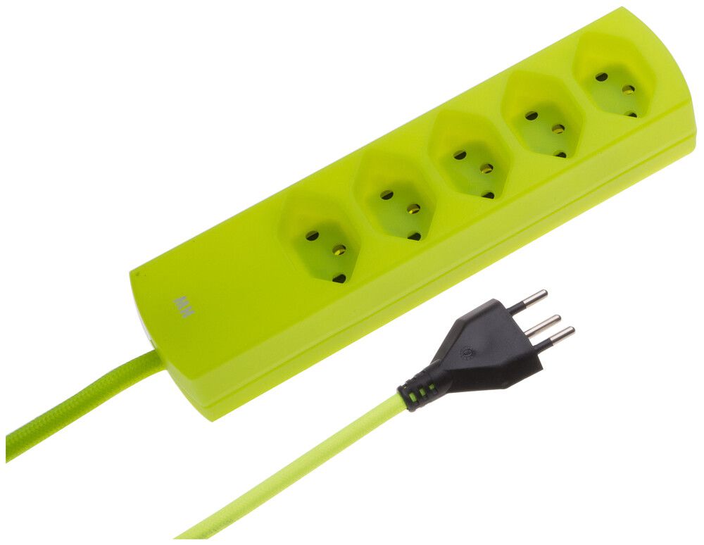 Steckdosenleiste MaxTex 2m 5×T13 fluo-gelb