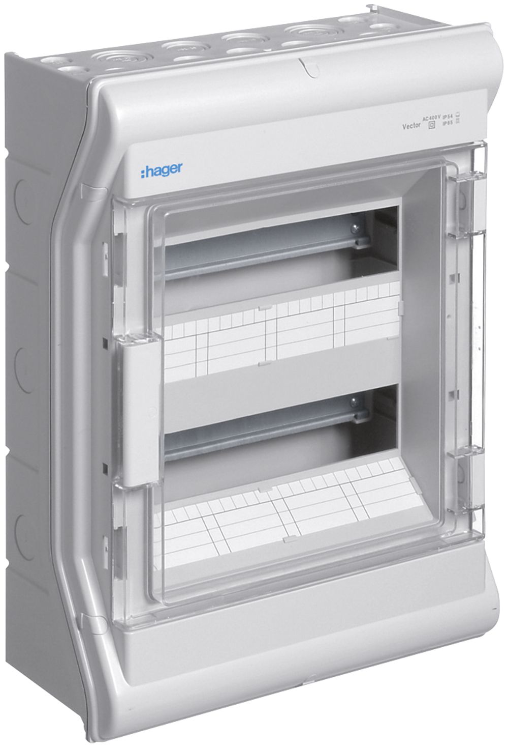 AP-Kleinverteiler Hager vector 2-reihig 24TE IP54/IP65 310×427×151mm