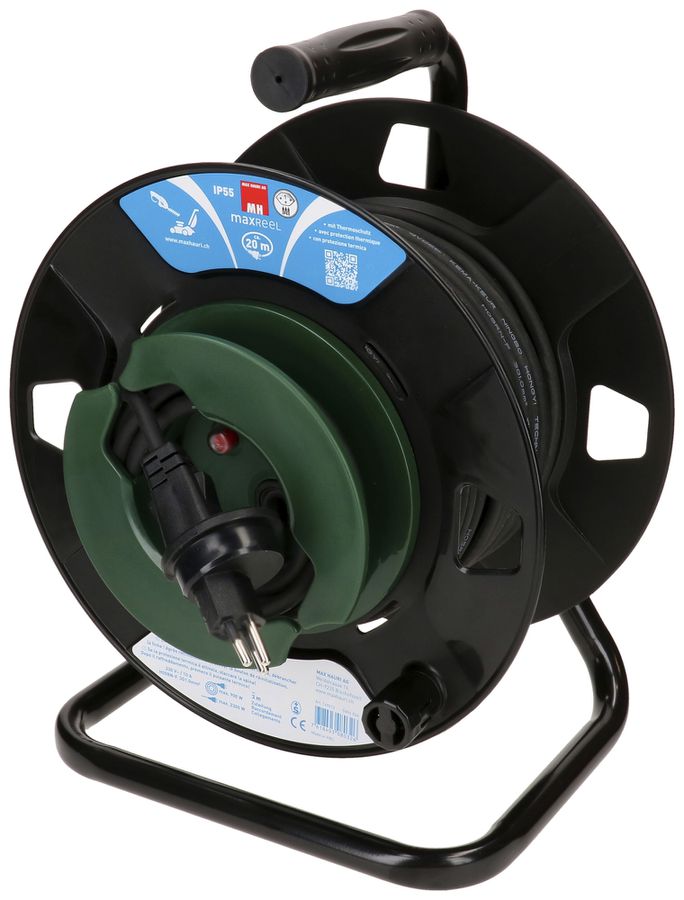 Kabelrolle MH maxReeL 1×T13 3×1mm² 20m IP55 schwarz/grün