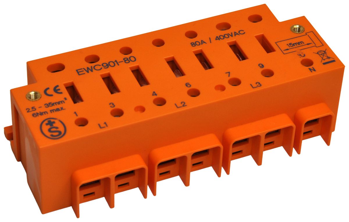 Borne de raccordement 80A section de raccordement 2.5…35mm²