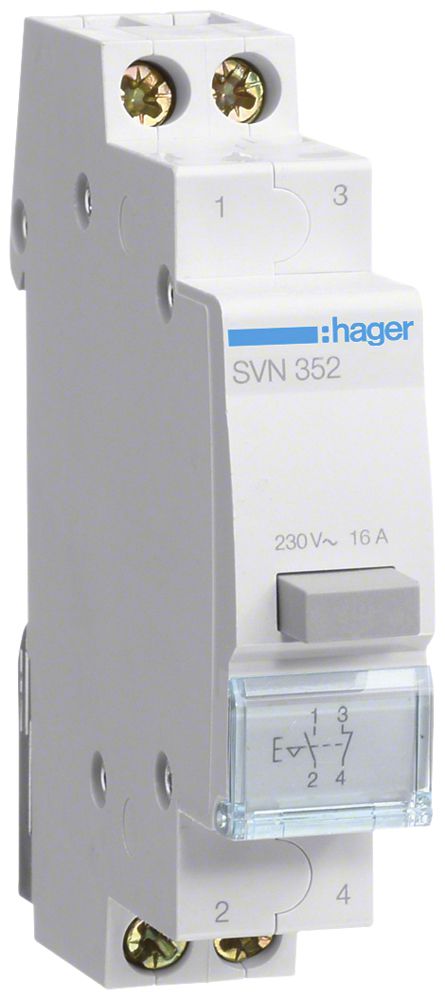 REG-Druckschalter Hager 16A 230V 1 Schliesser 1 Öffner 1 Wechsler