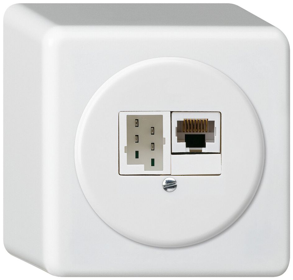 Scatola di raccordo AP basico 1×RJ45u+1×TT83 bianco