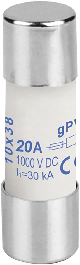 Fusibile per apparecchi PV Weidmüller, 20A gPV 1000VDC, ceramica, 10×38mm