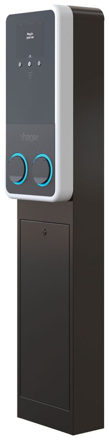 Ladestation Hager witty park 2 3-phasig 2×22kW 320×1480×150mm