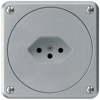 UP-Steckdose robusto Typ 13 aluminium ohne Klappdeckel für Kombination