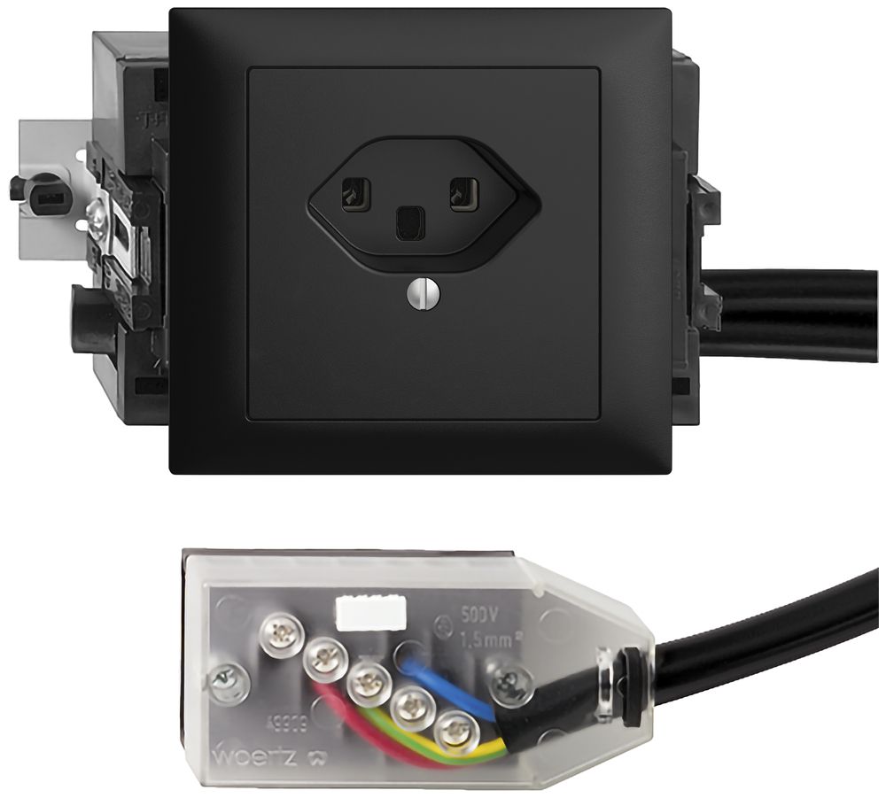 Prise INC EDIZIOdue T23 L1 noir 49…69mm pour câble plat Technofil