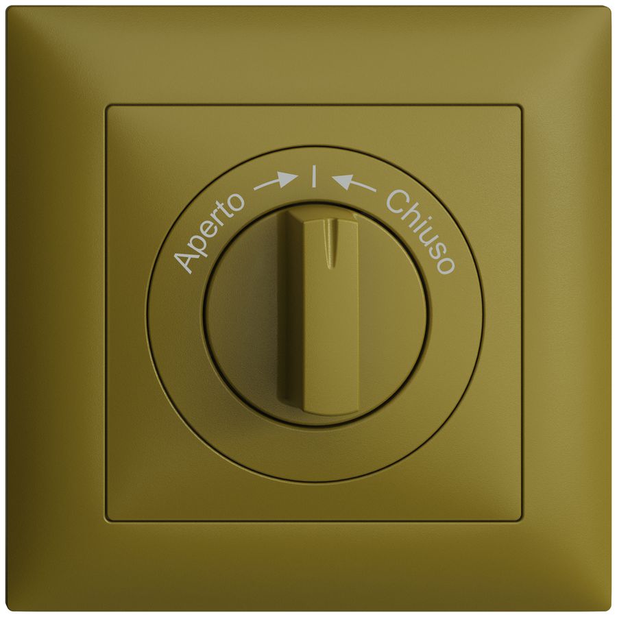 Frontset EDIZIOdue Aperto->I<-Chiuso olive 88×88mm für Schwenktaster