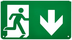 Piktogramm Philips EM159Z Ausgang nach unten Doppelseitig 270×163mm