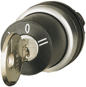 Bouton à clé ETN RMQ 3 pos. I-O-II à rappel sz, Ring chromé