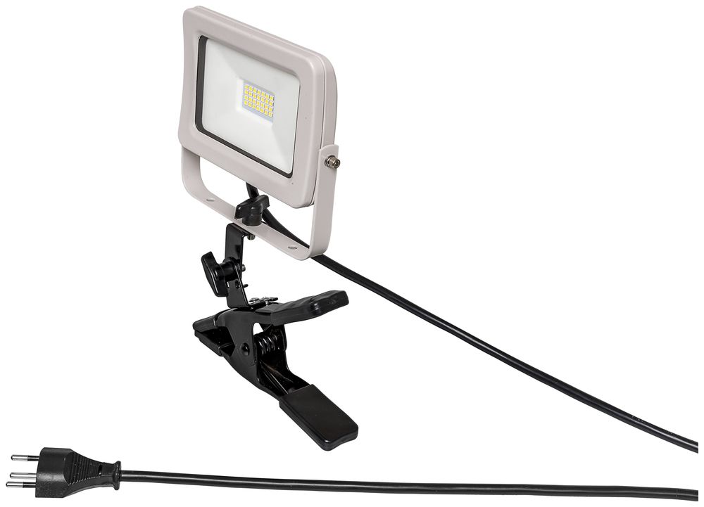 LED-Strahler WORKLIGHT 10W 1000lm silber mit Klammer und Kabel 3m IP65