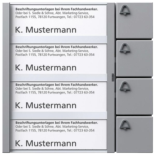 Module de touches Siedle, a.4 étiquettes, 4 touches d'appel a.symb.sonnerie arg