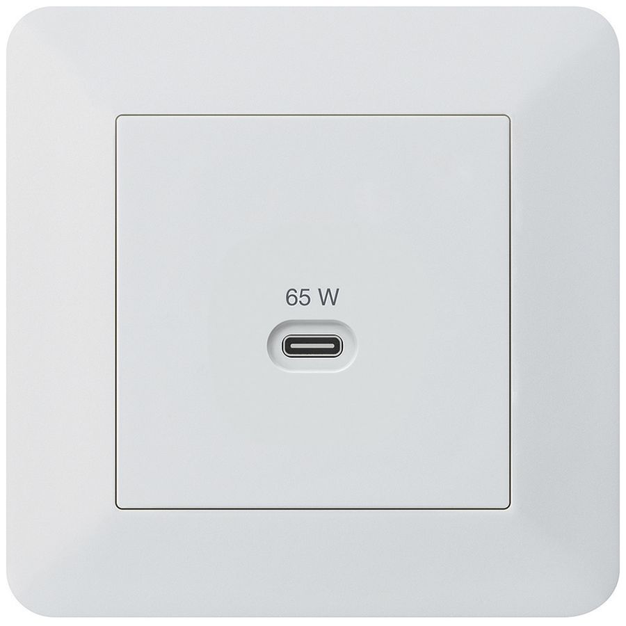 UP-USB-Ladesteckdose Hager kallysto.trend Typ C 65W 3250mA weiss