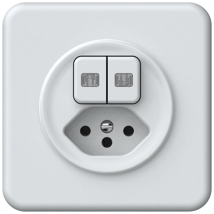 UP-Kombination origin Sch 3+3 + 1×Typ 13 92×92mm 2×beleuchtet weiss