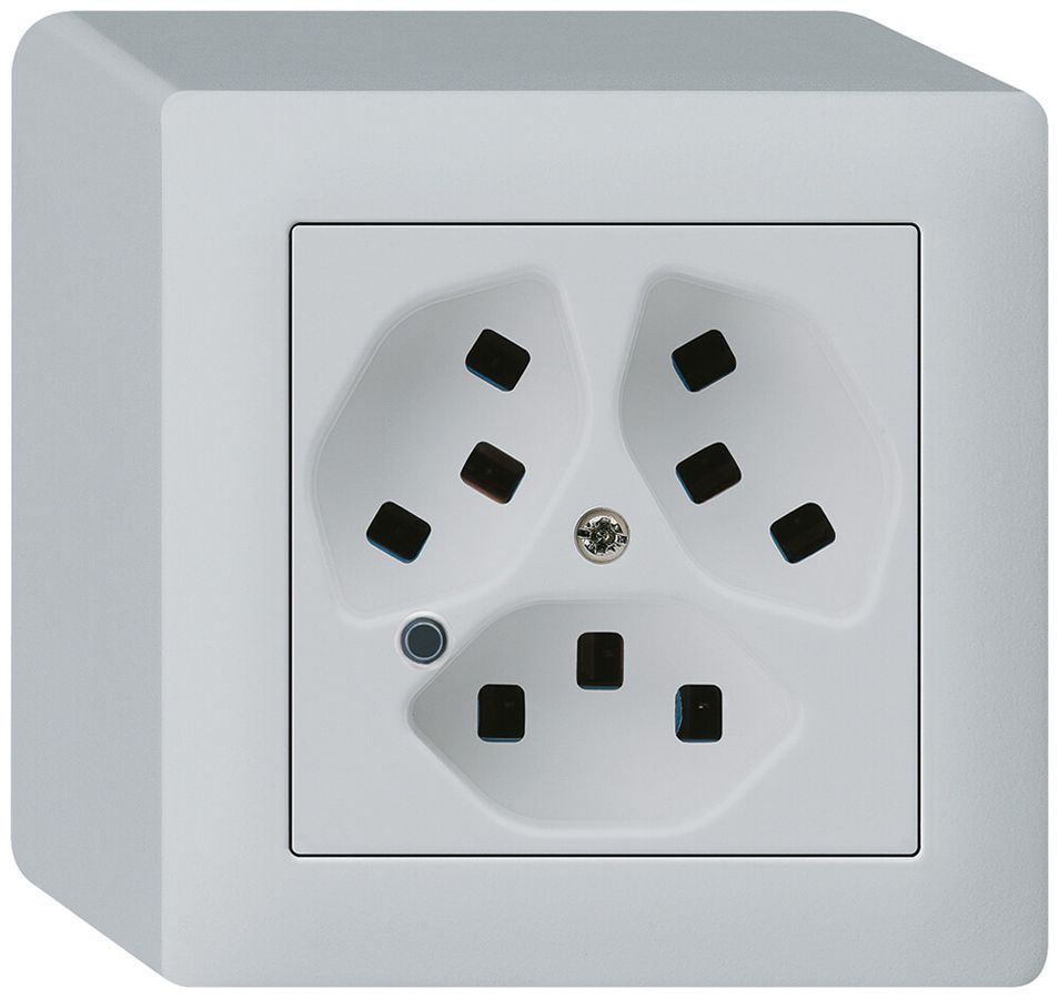 Presa AP Hager kallysto 3×T23 illuminato Q grigio chiaro