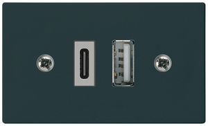 EB-USB-Ladesteckdose Hager FLF 18W PD 1×Typ A + 1×Typ C schwarz