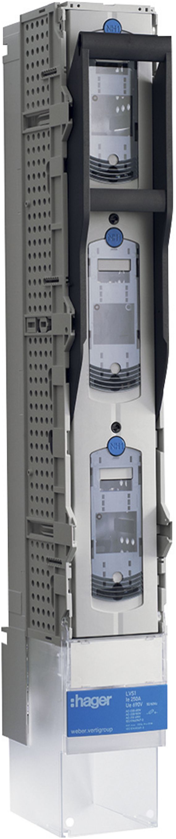 NHS-Lastschaltleiste weber.vertigroup 3P DIN1 250A SaS 185mm Schraubanschl.M12