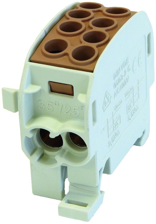 Bloc répartiteur type C 2×35/2×25mm² 125A CU brun