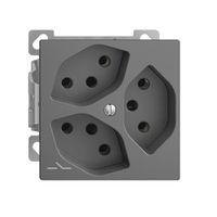 AP-Steckdose EDIZIOdue 3×T13 1×S Kombi-Einsatz dunkelgrau