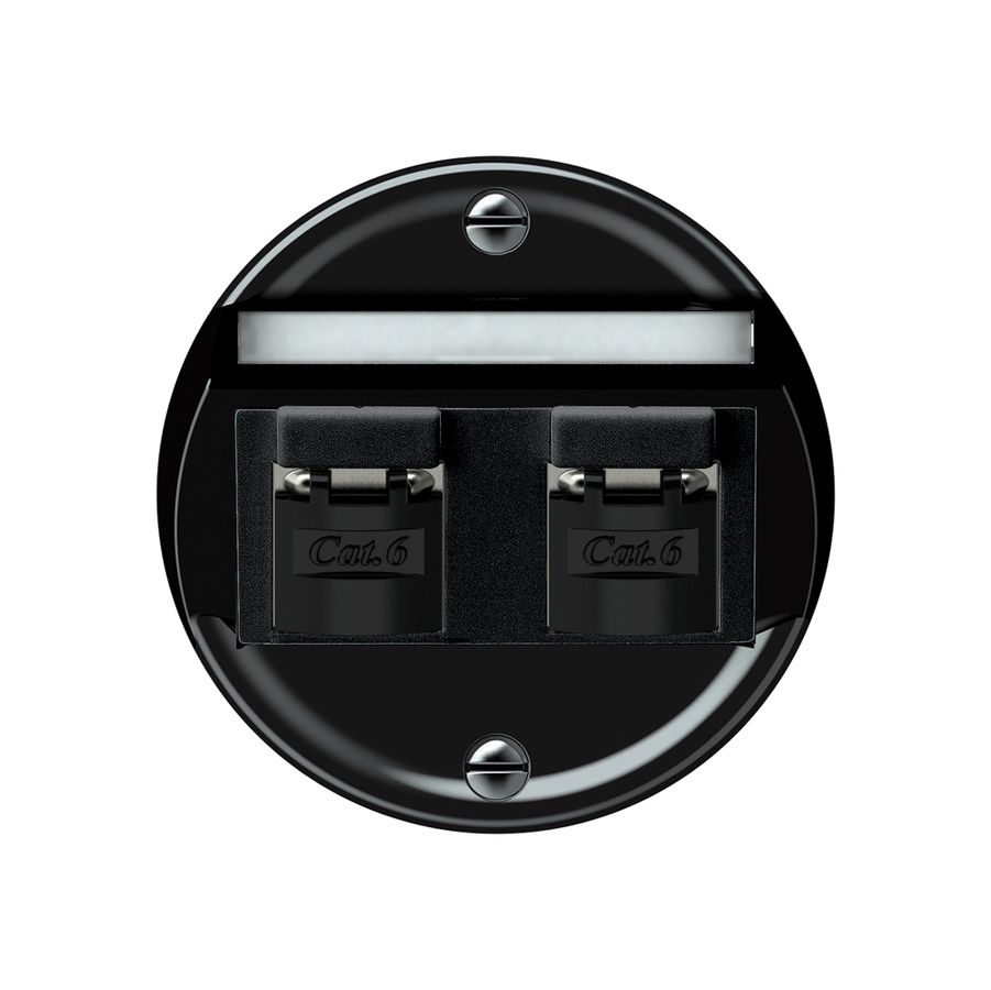 Anschlussdose origin 2×RJ45 8(8) Kat.6 schräg geschirmt 60×60mm schwarz