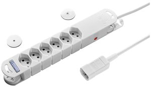 Presa multipla STEBA VARIABL 6×T13 con cavo 3m T113, 10A 230V IP20 bianco