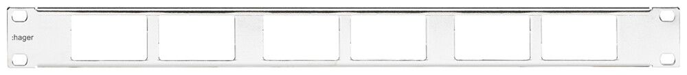 Placca frontale 19" Hager HMS 1UA per 6×FLF accaio nichelato