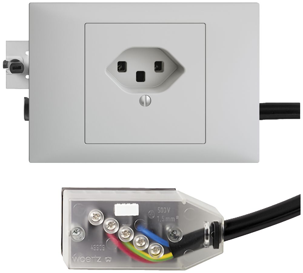 Prise INC EDIZIOdue T23 L2 gris clair, 45…69mm pour câble Technofil