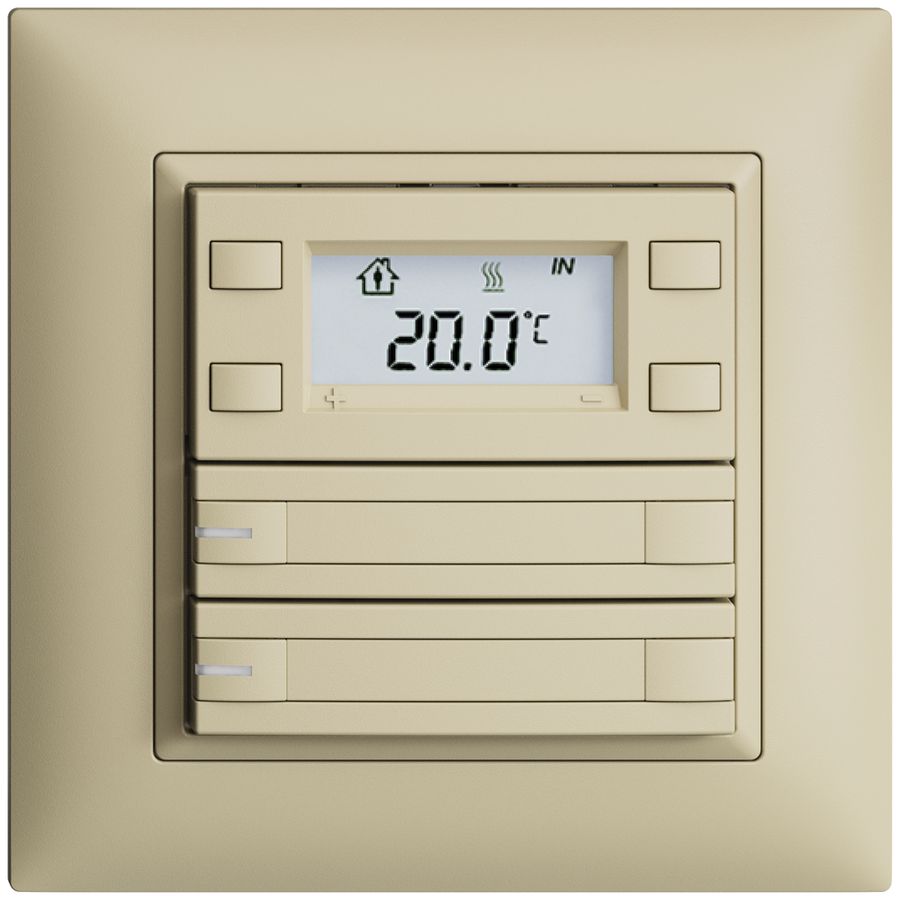 Poussoir RTH ENC KNX 2× EDIZIOdue FMI vanille, avec pap.+LED RGB