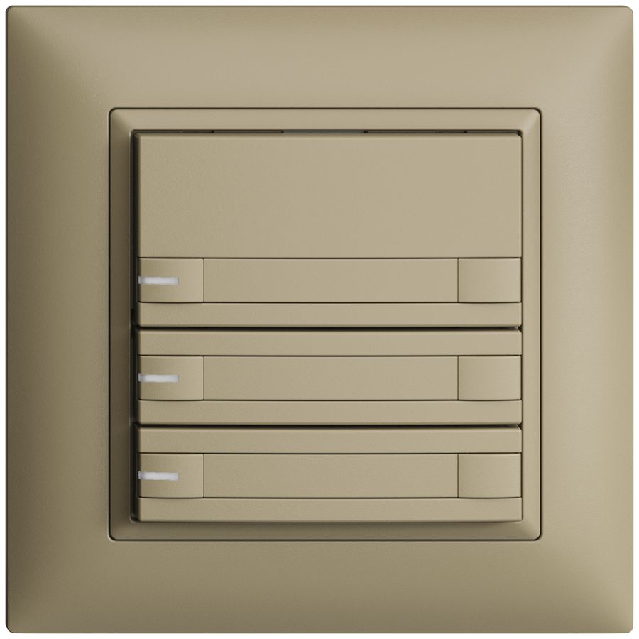 Poussoir ENC KNX 3× EDIZIOdue sand RGB avec LED avec insert papier