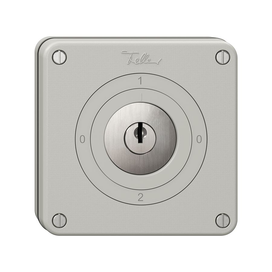 NUPU-Drehschalter NEVO, 2/1 L, mit Schloss&2 Schlüsseln, KS, 0-1-0-2, lichtgrau