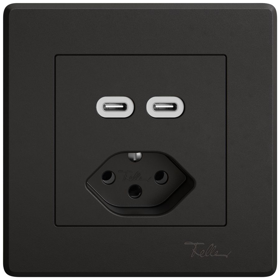 UP-USB-Ladesteckdose EDIZIO.liv SNAPFIX® USB C+C/T13 3A 230VAC sz